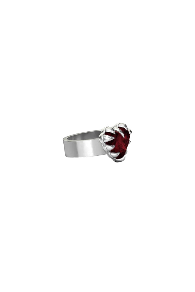 Love Claw Ring - Sterling SIlver, Red Garnet