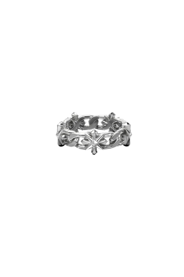 Midnight Cross Curb Ring - Sterling Silver