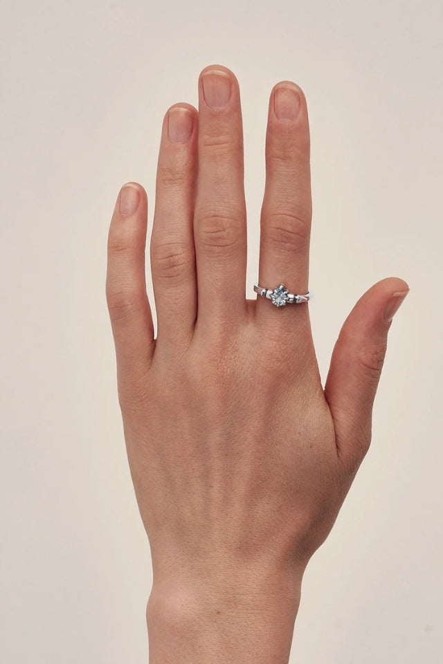 Precious Punk Droplet Ring - Sterling SIlver, Sky Topaz