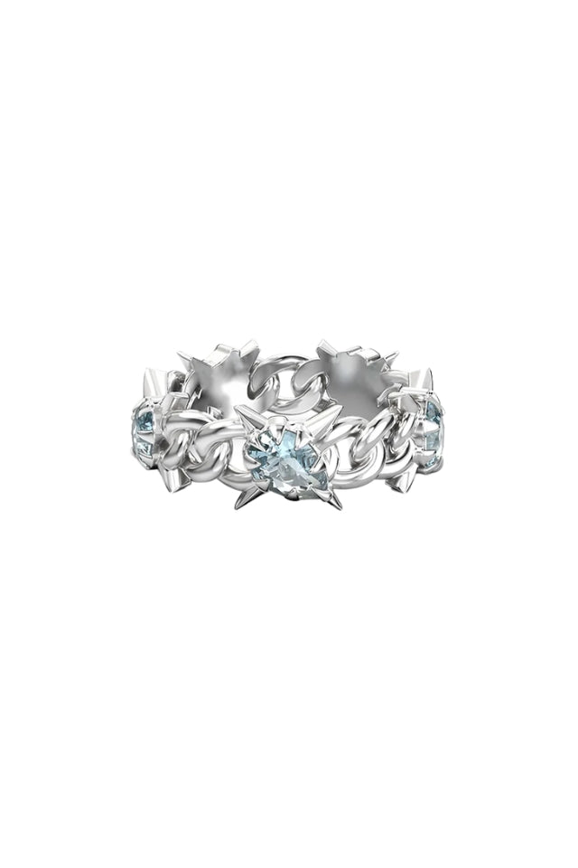 Precious Punk Eternity Curb Ring - Sterling Silver, Sky Topaz