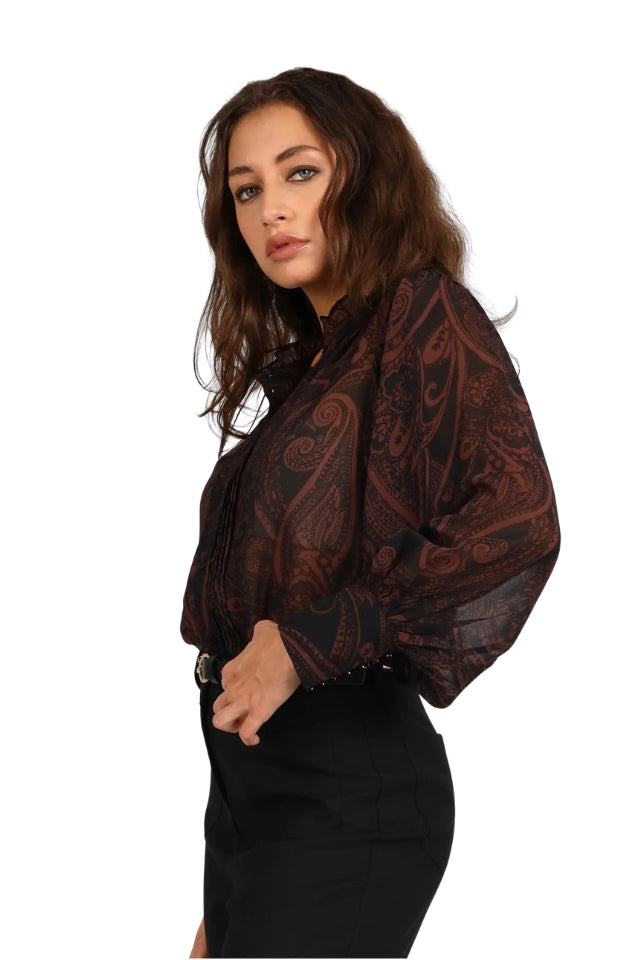 Chocolate Paisley Shirt - Chocolate