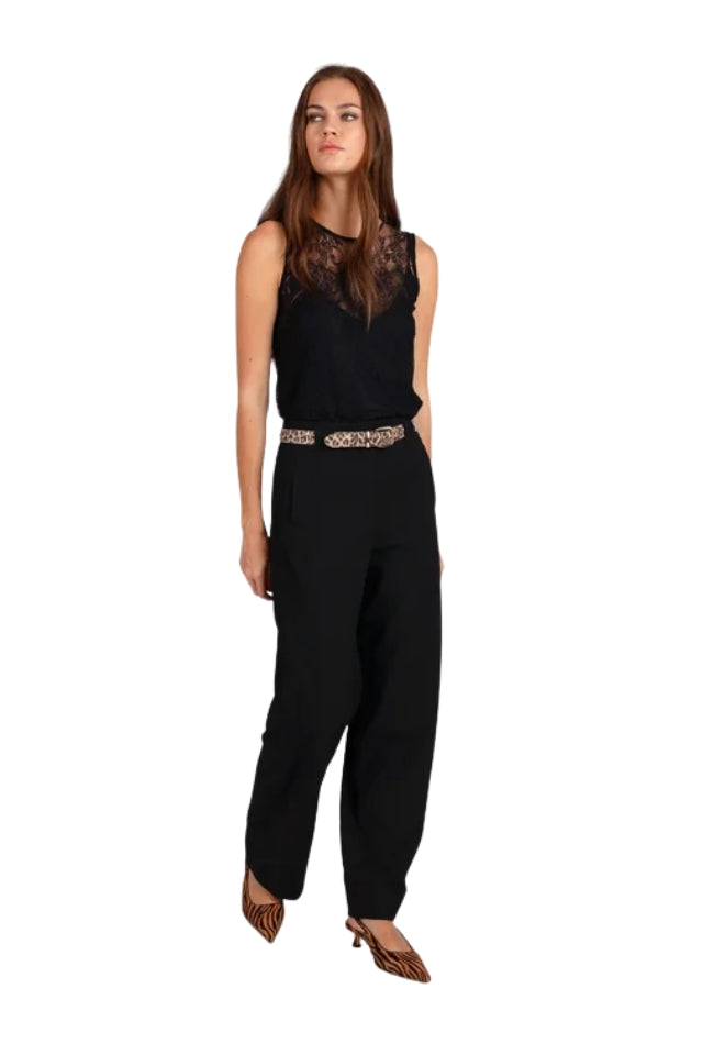 Side Detail Wide Leg Pant - Black