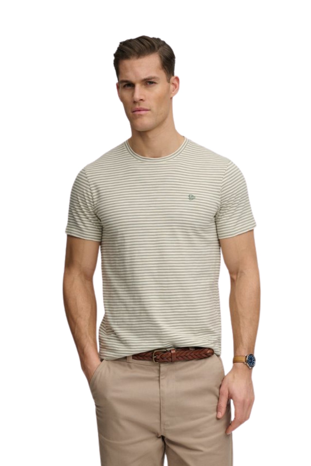 Classic Essential Stripe Tee - Silver Sage Chalk Stripe