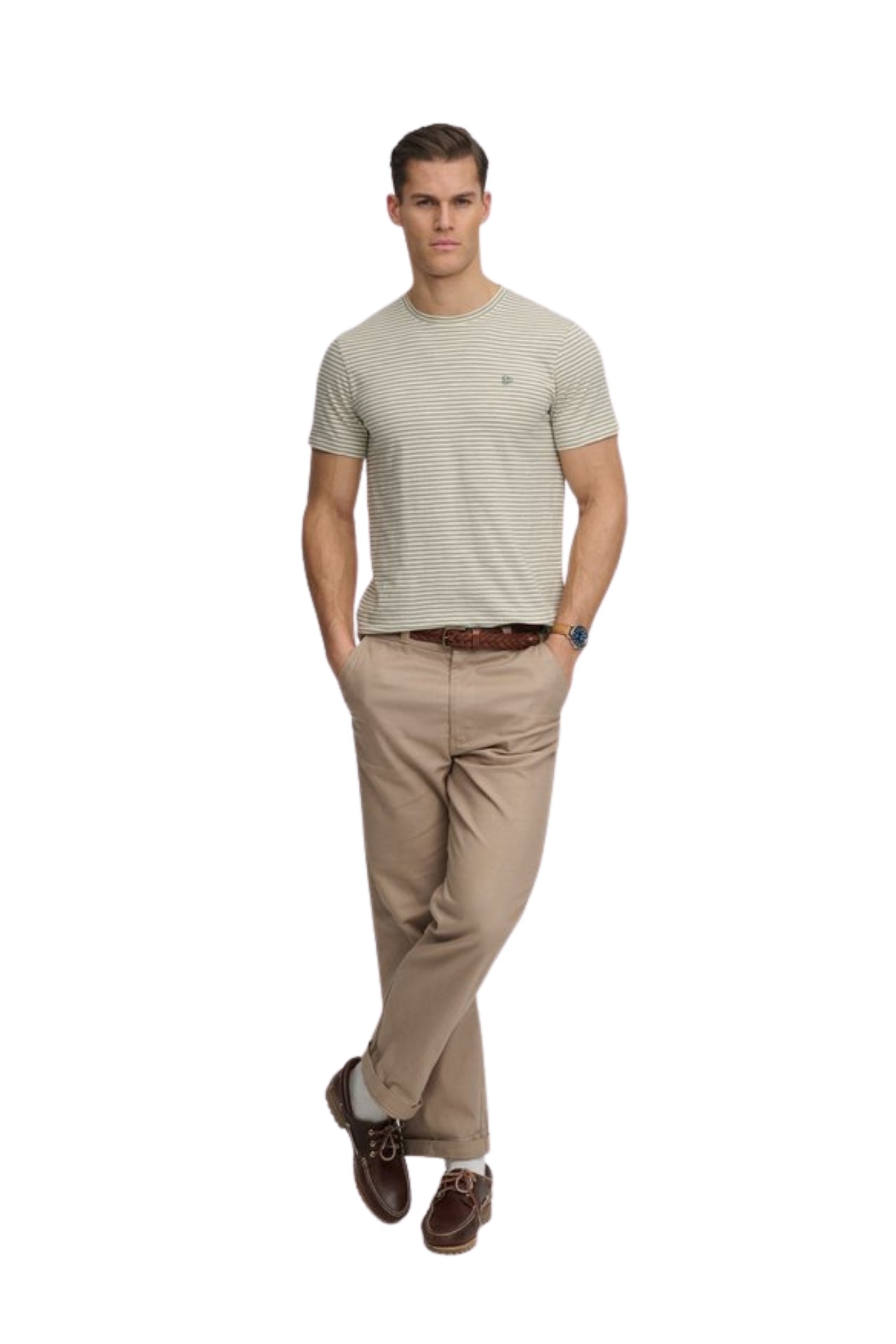 Classic Essential Stripe Tee - Silver Sage Chalk Stripe