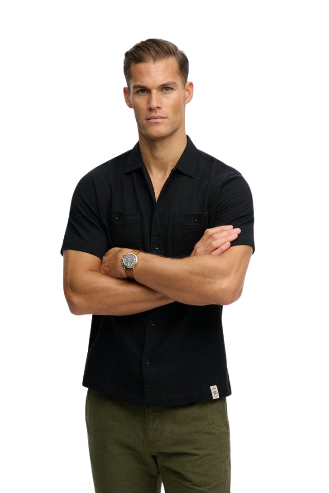 Merchant Textured S/S Shirt - Black