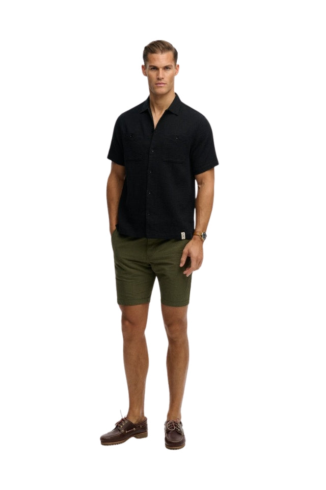 Merchant Textured S/S Shirt - Black