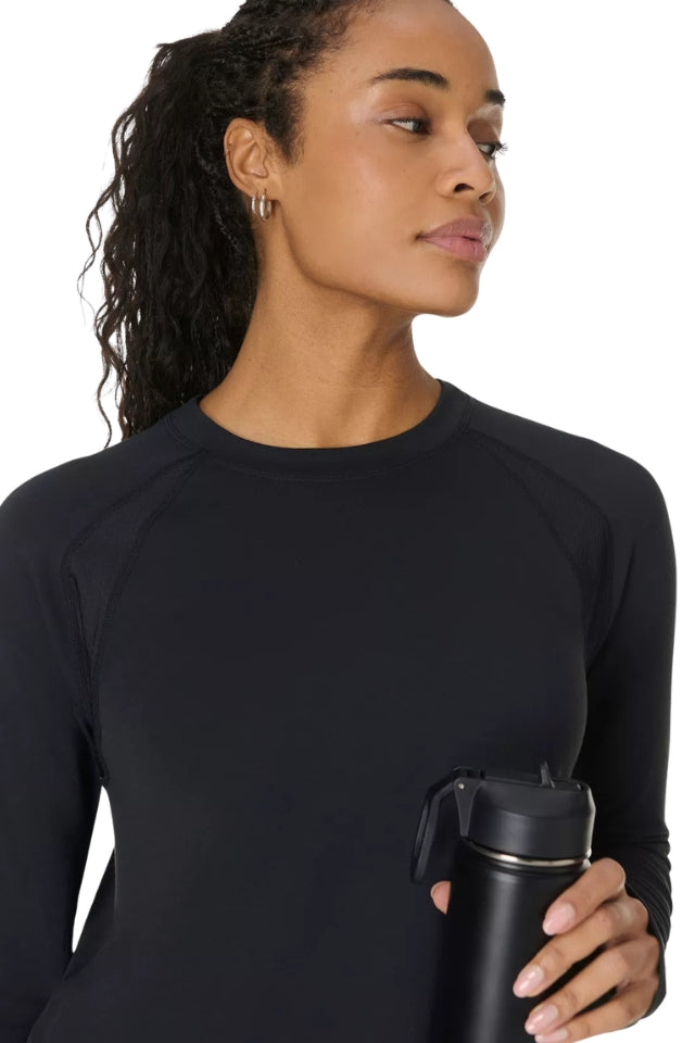 Breathe Easy Mesh Long Sleeve Top - Black