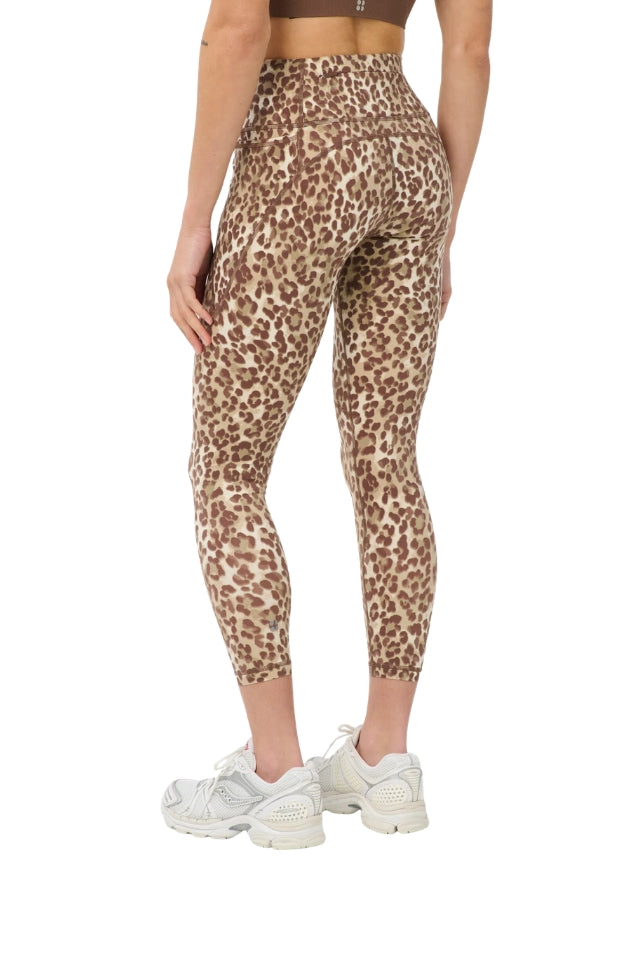 Power 7/8 Workout Leggings - Beige Ink Leopard Print