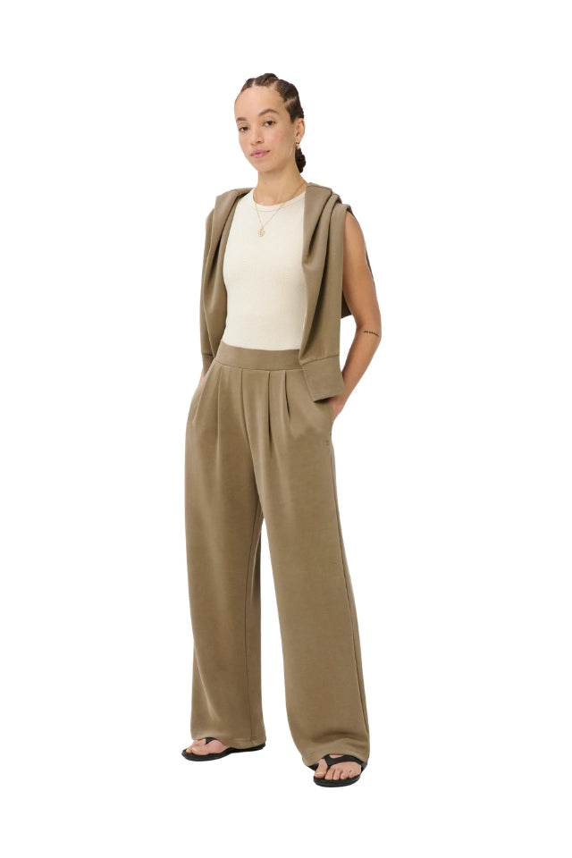 Sand Wash Wide Leg Trouser - Khaki Brown