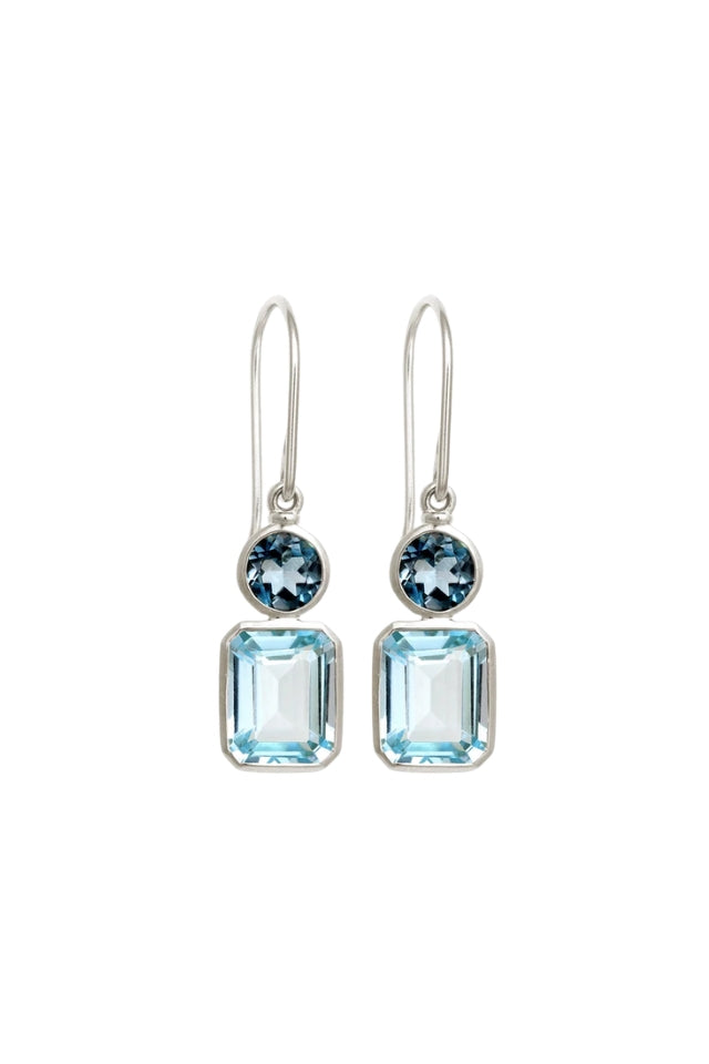 Aqua Earrings - Silver