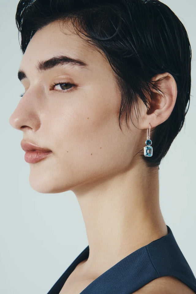 Aqua Earrings - Silver