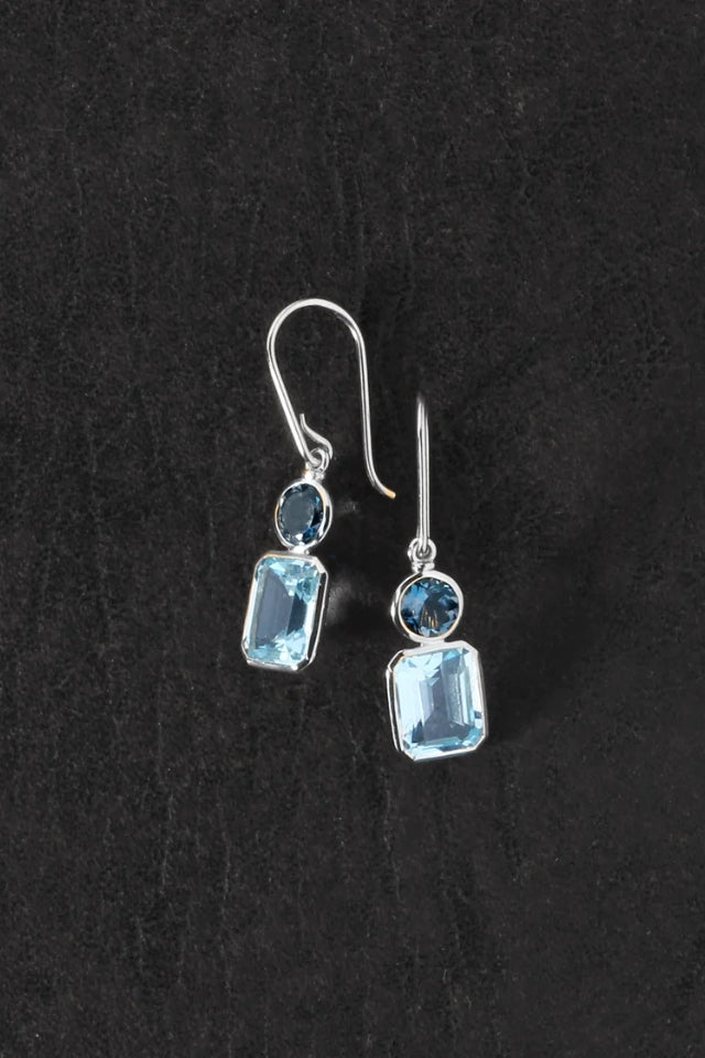Aqua Earrings - Silver