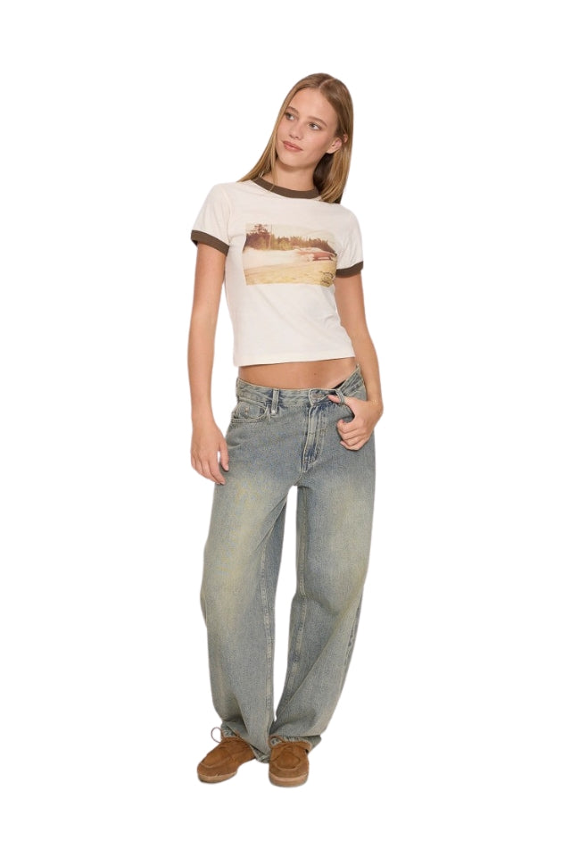 Sloane Low Rise Barrel Jean - Granite Green Tint