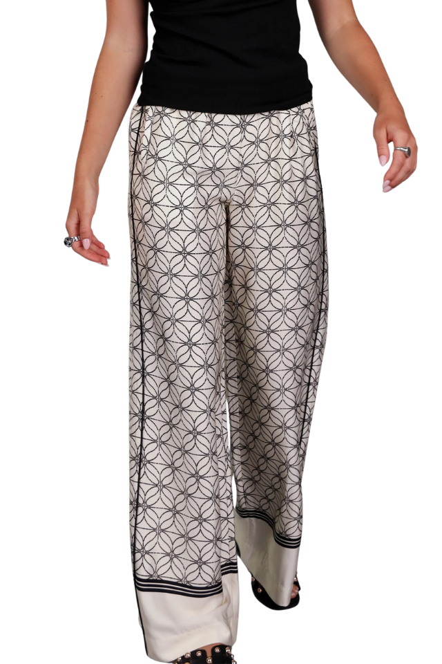 Geographic Print Wide Leg Pant