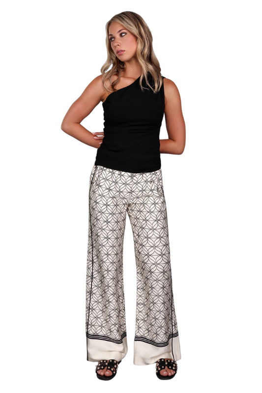 Geographic Print Wide Leg Pant