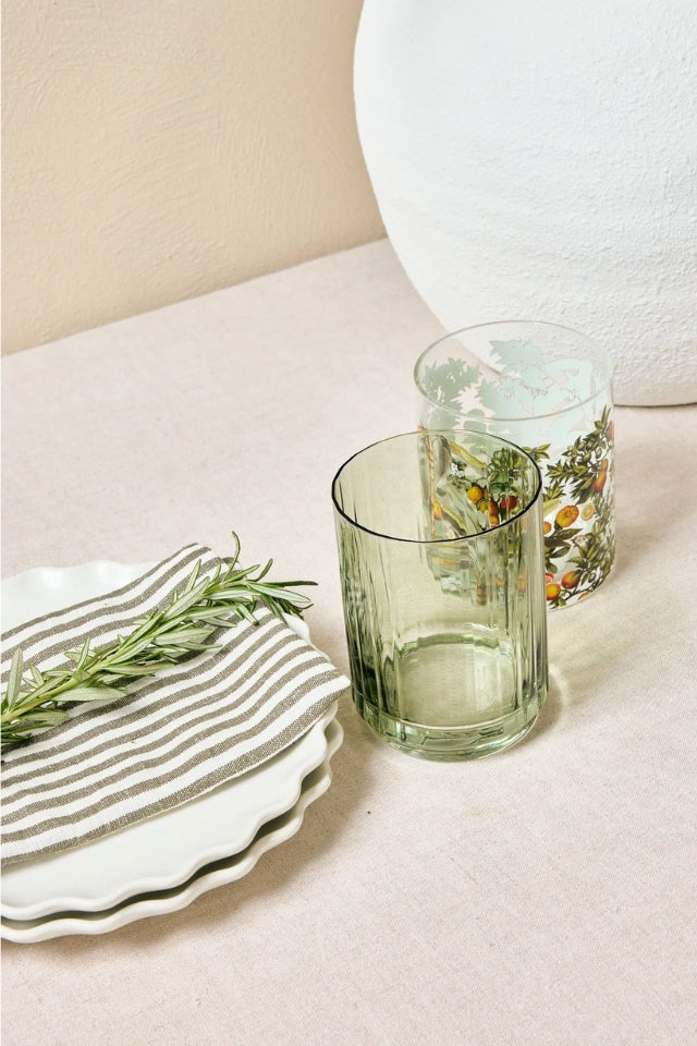 Ribbed Tumblers Set 2 - Olive Green
