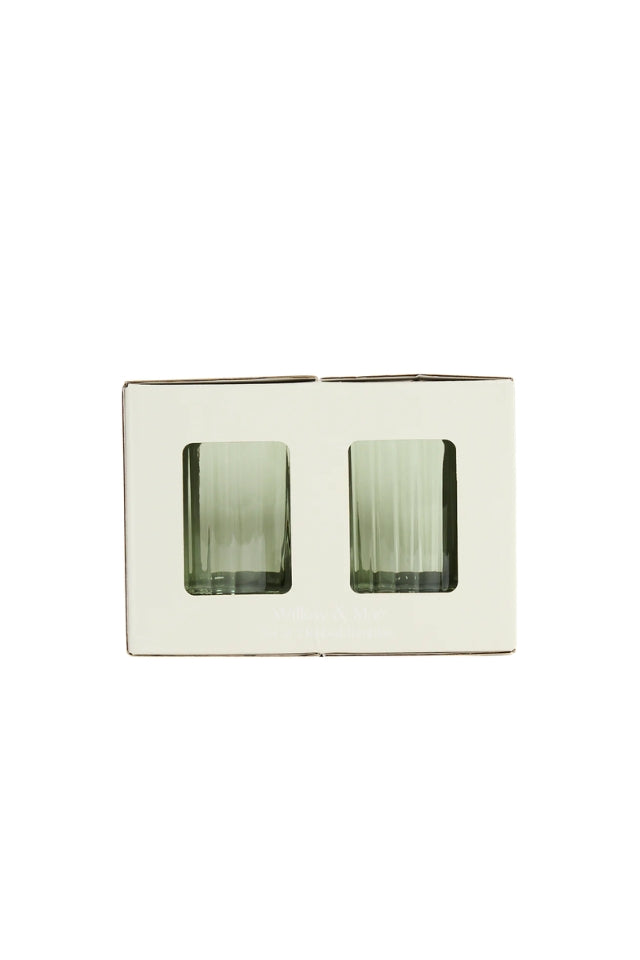 Ribbed Tumblers Set 2 - Olive Green