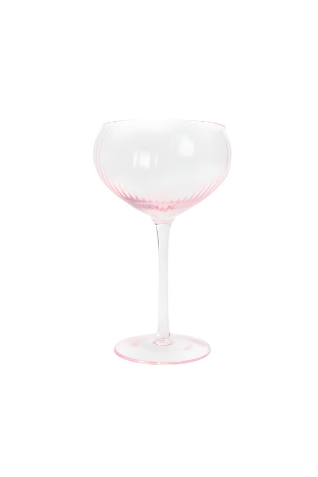Wide Champagne Wine Glass - Pink Ripple