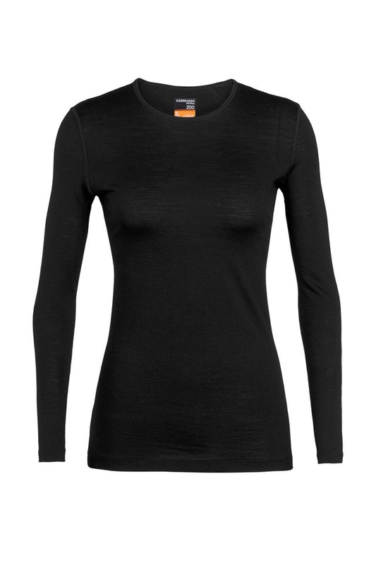 Women's 200 Oasis Crewe Tee Black Ice breaker NZ