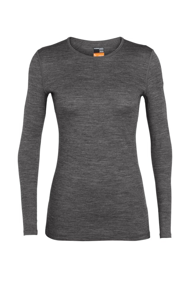 Women's 200 Oasis Crewe Tee gritstone heather Ice Breaker NZ