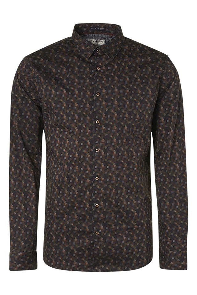 No Excess Allover Print Shirt Night Brown 