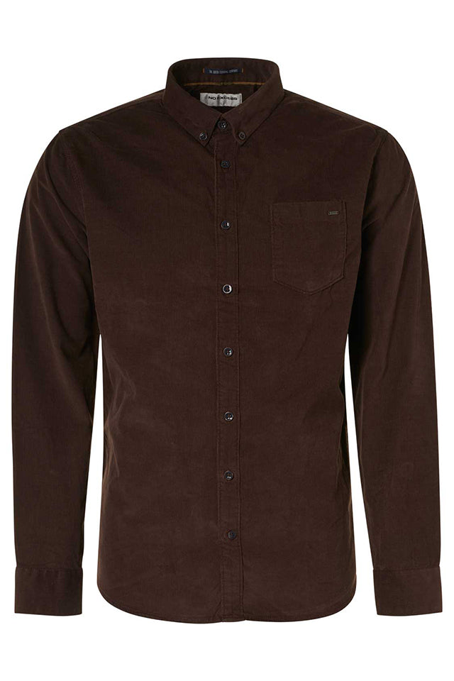 12430917 No Excess Fine Corduroy Shirt Coffee