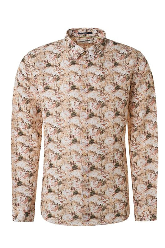 No Excess Allover Print Shirt Coral