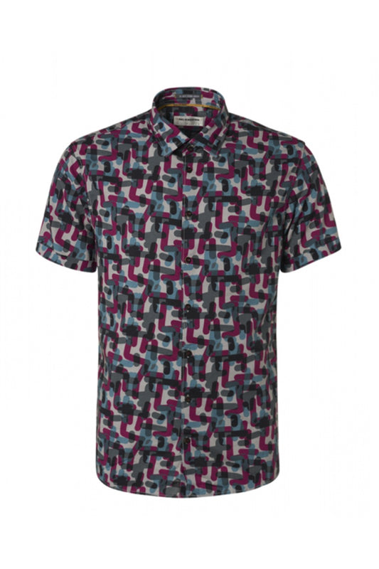 16460415 No Excess Allover Print Shirt Cassis 