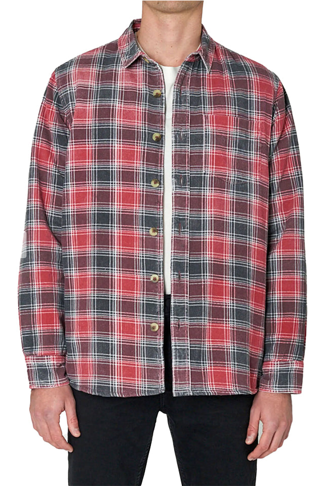 Rollas Men At Work Quilted Check Shirt Multi Colour Red Check