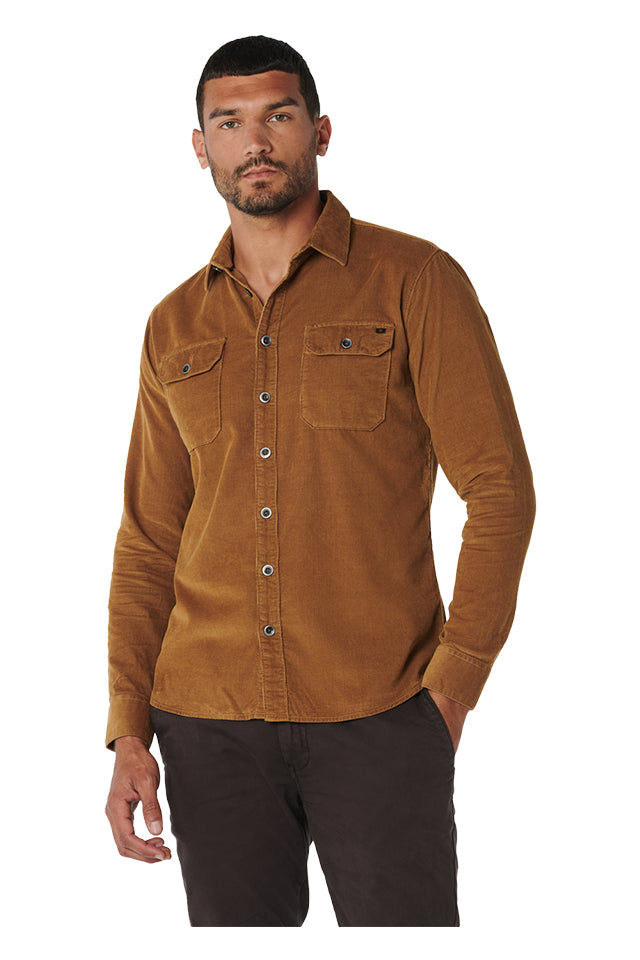 17430825S No Excess Corduroy Shirt Dark Fudge