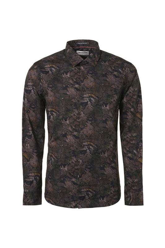 17450835 No Excess Allover Print Stretch Shirt Port Wine