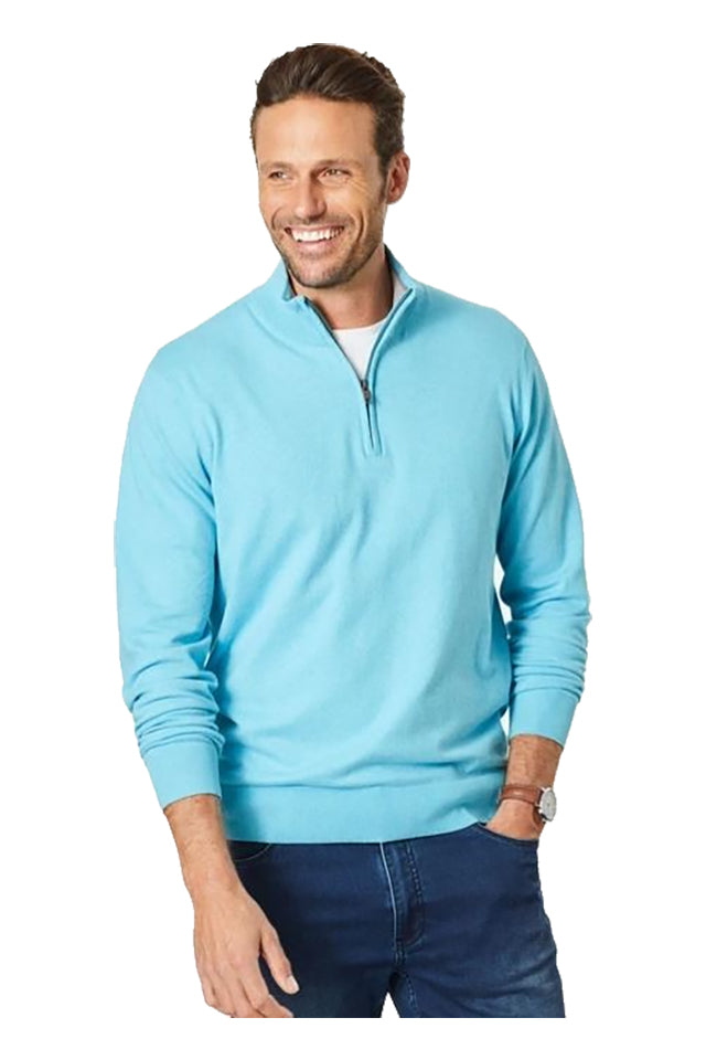 Gazman Hi Flex Comfort 1/2 Zip Knit Cayman Blue