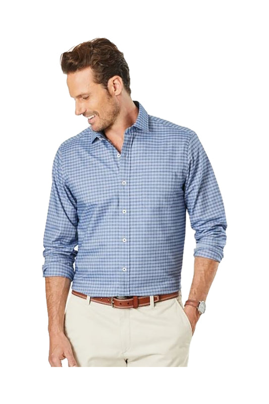 21039 Gazman Easy Care Oxford Check Shirt Navy