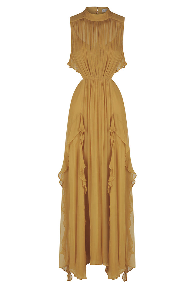 223021 Shona Joy Leonie Backless Frill Maxi Dress Mimosa 