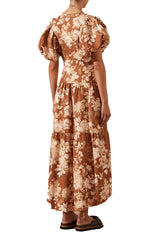 223233 Shona Joy Capucine Plunged Midi Dress Almond Multi 