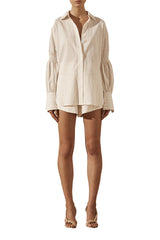 224226 Shona Joy Lindsay Shirred Sleeve Shirt Ivory 