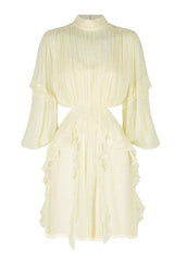 224247 Shona Joy Gina High Neck Ruffle Mini Dress Limoncello 