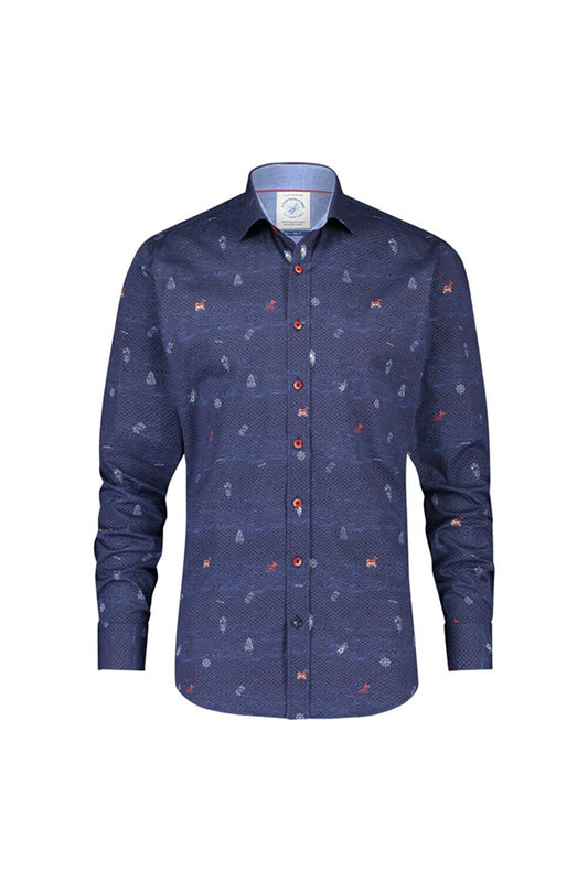 Tattoo Elements Shirt Navy Blue Long Sleeve