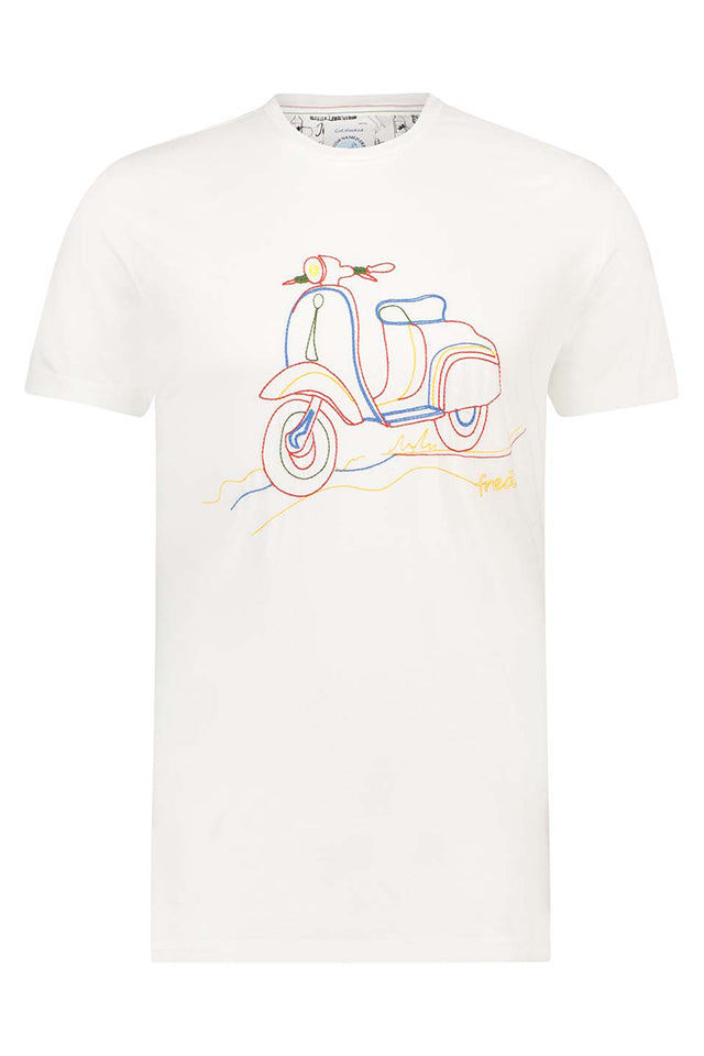 A Fish Named Fred Printed Scooter Tee White