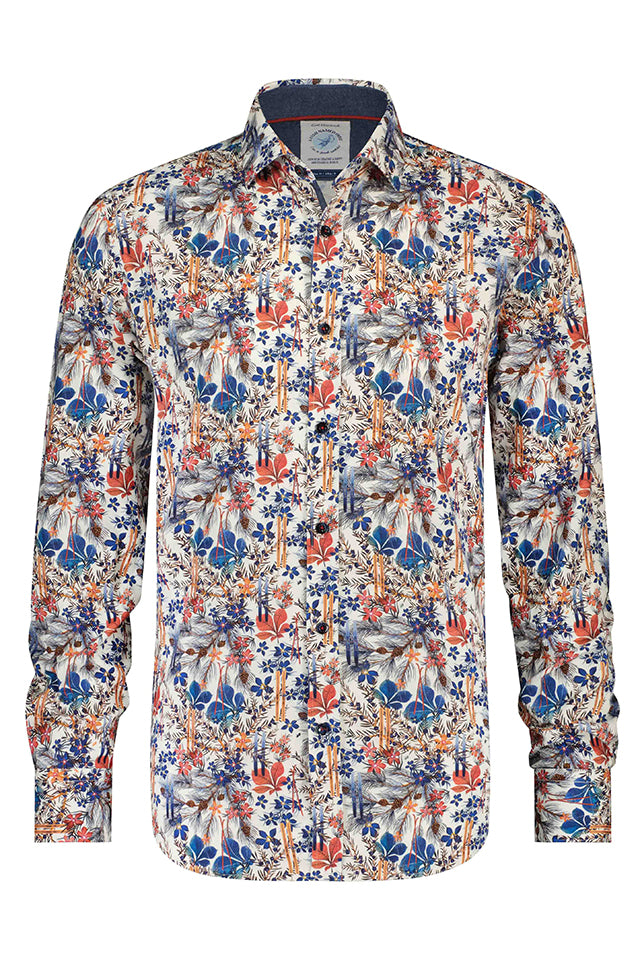 25.028 A Fish Named Fred Flower Print Shirt Off White