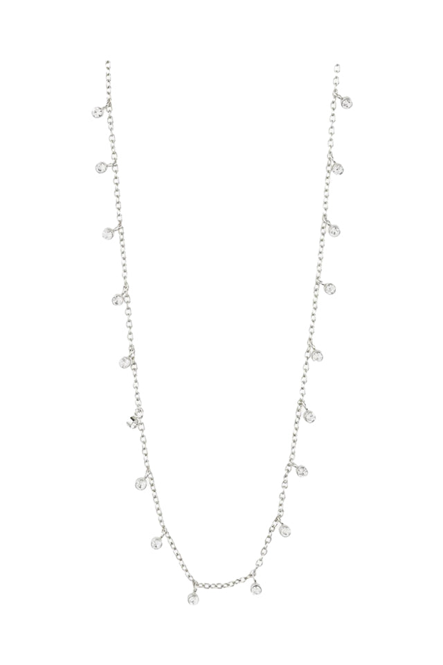 61223N Pilgrim Maja Crystal Multi Drops Necklace Silver Plated