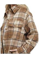 6416077 All About Eve Fleetwood Check Shacket Brown Check 