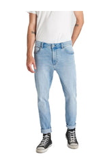 Men's A-Brand Dropped Slim Jean in Light Blue Tripped Colour