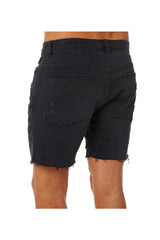 Men's A Brand Cropped Slim Short Shellshock Black Raw Hems Distressed fabric