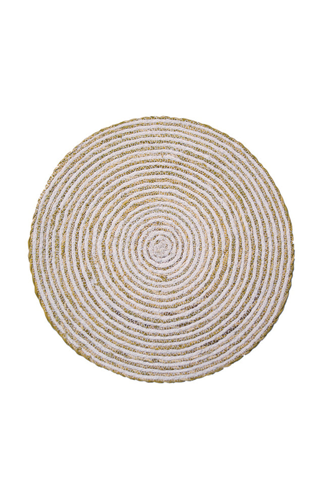AH122 Maytime Round Jute Placemat Simply White