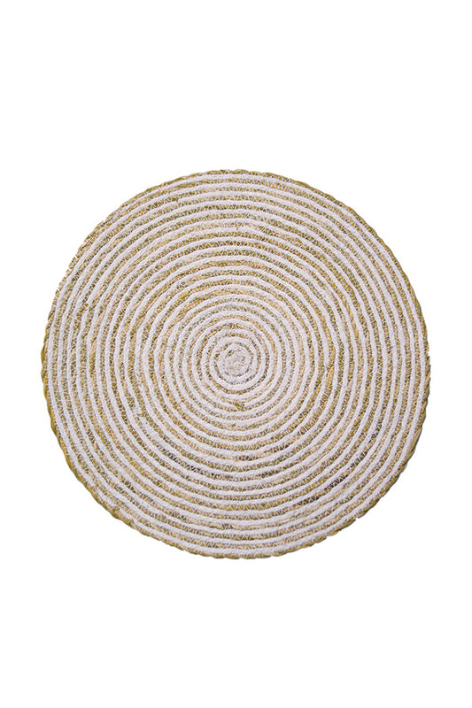 AH122 Maytime Round Jute Placemat Simply White