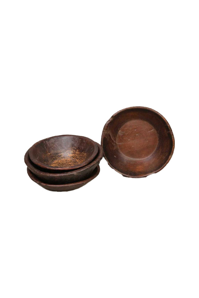 AZ025 CC Interiors Antique Wooden Small Chapati Bowl Teak Wood