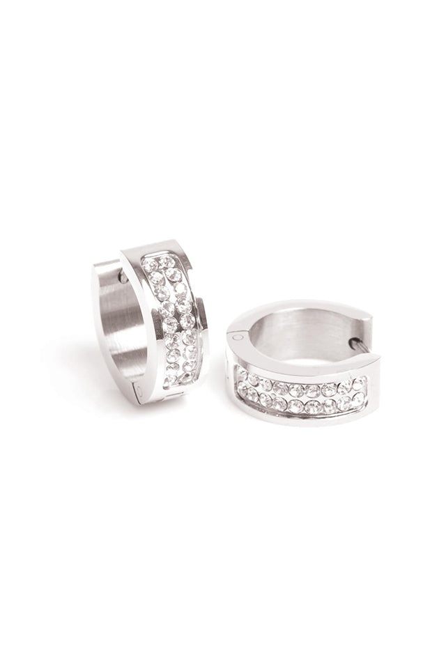 A&C Jewellery 1046-0068 Creol Hoop Earrings Crystal Silver