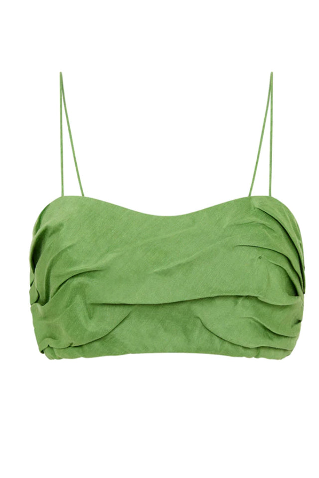 Aje 23SU1062 Thea Draped Twist Crop Top Fern Green