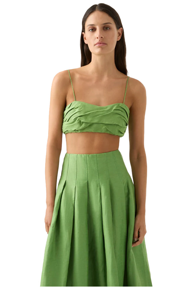 Aje 23SU1062 Thea Draped Twist Crop Top Fern Green